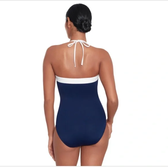 Lauren Ralph Lauren Women's Modern Bandeau One Piece Swimsuit - Bel Air - Picture 4 of 4